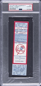1991 Jim Thome First Career Home Run Full Ticket from 10/4/91 - Cleveland Indians vs New York Yankees - PSA AUTHENTIC